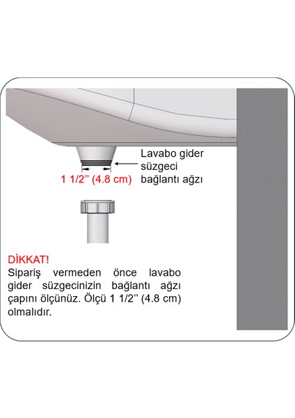 Koku Önleyici Lavabo Sifonu 100/0, 1 1/2'', DN50, Süzgeçsiz, Koku Yapmaz, Kolay Uygulanır, Her Yöne Dönebilen Mafsallı 50'lik Çıkış Borulu