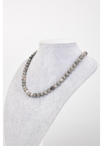 Gri Jasper Doğal Taş 8 mm Dizi Kolye fiyatları