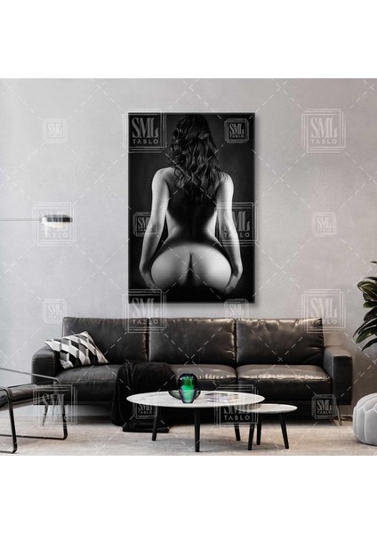Arkası Dönük Nü Kadın Sexy Nude Dikey Kanvas Tablo