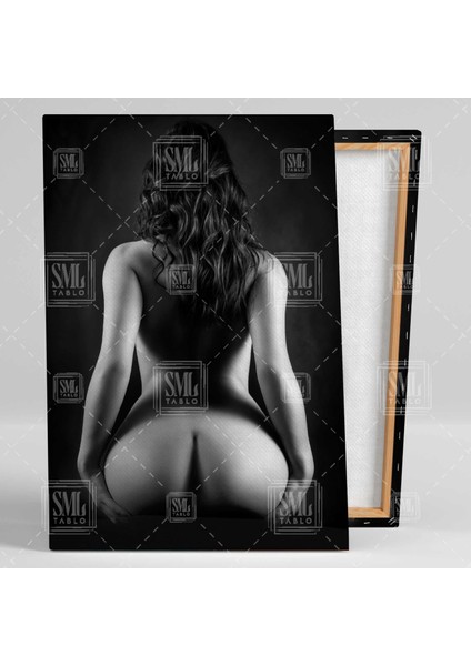 Arkası Dönük Nü Kadın Sexy Nude Dikey Kanvas Tablo