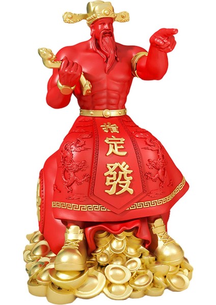 Çin Cai Shen Heykeli Fortune Heykeli Oturma Odası Dekoratif Kırmızı (Yurt Dışından)