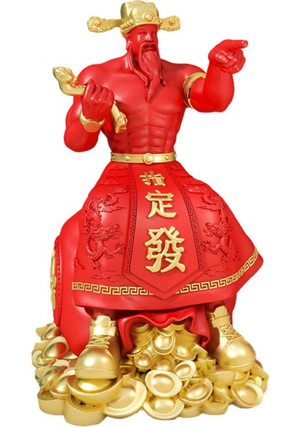 Çin Cai Shen Heykeli Fortune Heykeli Oturma Odası Dekoratif Kırmızı (Yurt Dışından)