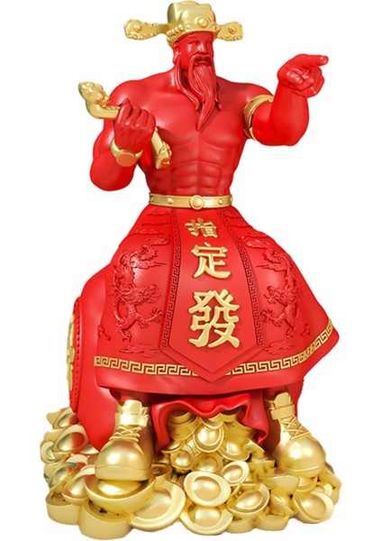 Çin Cai Shen Heykeli Fortune Heykeli Oturma Odası Dekoratif Kırmızı (Yurt Dışından)