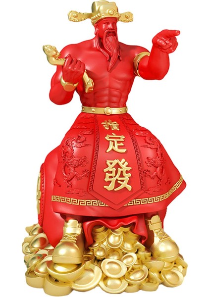 Çin Cai Shen Heykeli Fortune Heykeli Oturma Odası Dekoratif Kırmızı (Yurt Dışından)