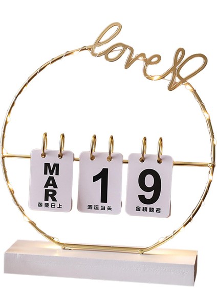 Sevgililer Günü Masaüstü Takvimi Ev Dekorasyonu Tekrar Kullanılabilir Flip Ahşap Sürekli Aşk Taban (Yurt Dışından)