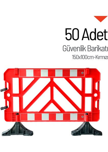 50'li Güvenlik Barikatı Seti Kırmızı 150X100CM