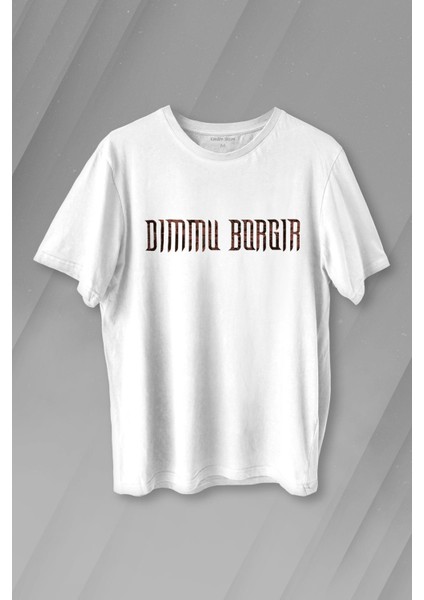 Beyaz T-Shirt Dimmu Borgir Senfonik Black Metal Darkness Baskılı Unisex Tişört