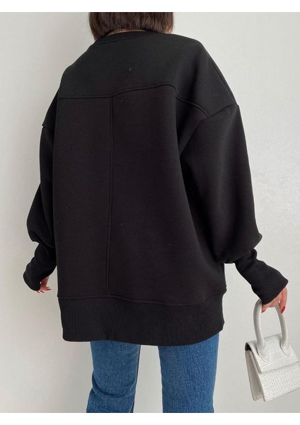 Oversize Parçalı Sweatshirt