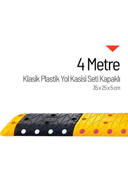 Klasik Hız Kesici Set Kapaklı Plastik, Yol Kasisi 4 metre