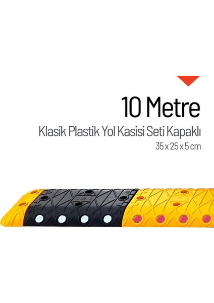 Klasik Hız Kesici Set Kapaklı Plastik, Yol Kasisi 10 metre