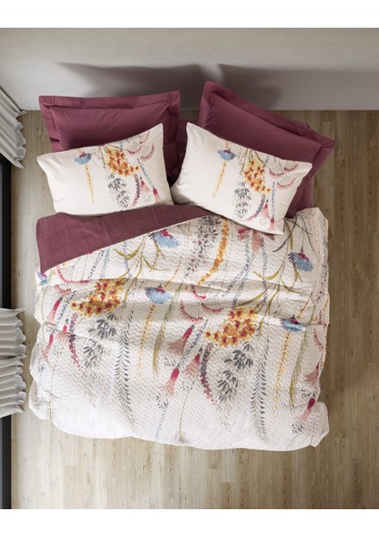 Çift Kişilik Complete Set Flos Bordo Nevresim Takımı