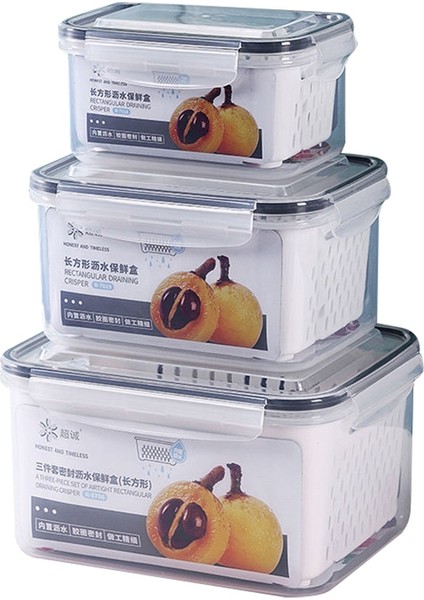 3pcs Mutfak Depolama Sepeti Buzdolabı Taze Sebze Drenaj Sepeti, C (Yurt Dışından)