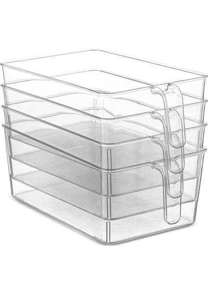 4'lü Set Şeffaf Buzdolabı Kiler Organizatör Kutuları Plastik Sepet (Yurt Dışından)