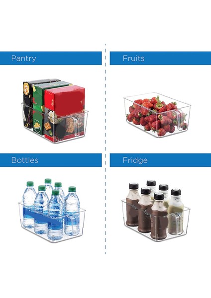 4'lü Set Şeffaf Buzdolabı Kiler Organizatör Kutuları Plastik Sepet (Yurt Dışından)
