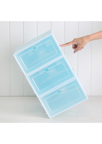 6 Parça Şeker Renkli Ayakkabı Kutusu, Şeffaf Plastik Ayakkabı Saklama Mavi (Yurt Dışından)