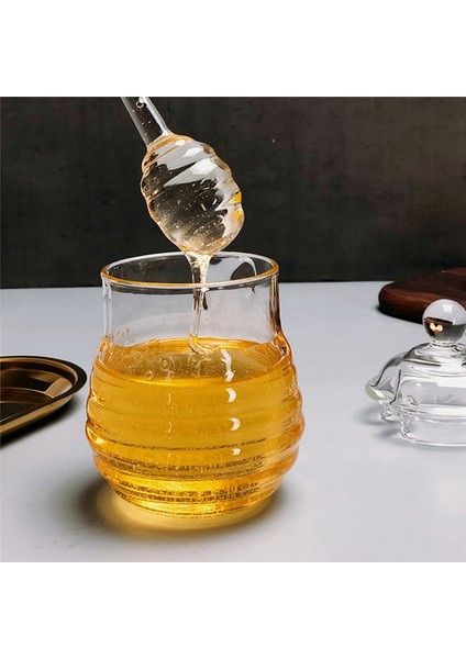 Cam Bal Kavanozu Cam Bal Çömleği Kepçeli ve Kapaklı Kavanoz Kabı 250ML (Yurt Dışından)