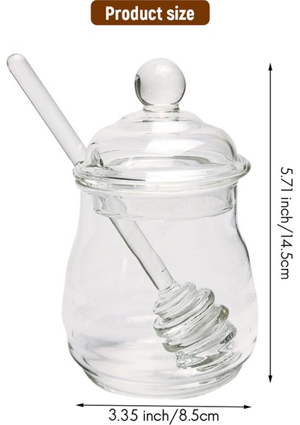 Cam Bal Kavanozu Cam Bal Çömleği Kepçeli ve Kapaklı Kavanoz Kabı 250ML (Yurt Dışından)