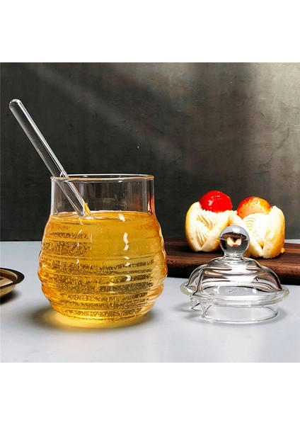 Cam Bal Kavanozu Cam Bal Çömleği Kepçeli ve Kapaklı Kavanoz Kabı 250ML (Yurt Dışından)