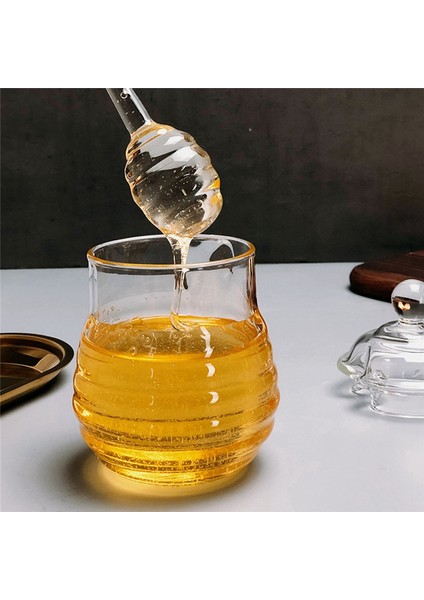 Cam Bal Kavanozu Cam Bal Çömleği Kepçeli ve Kapaklı Kavanoz Kabı 250ML (Yurt Dışından)
