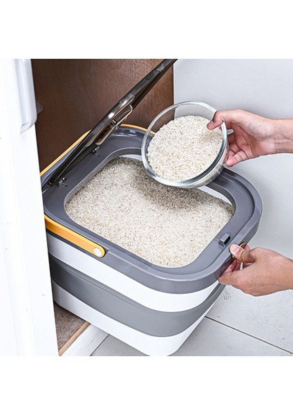 10KG Pirinç Kovası Katlanabilir Gıda Saklama Kabı Katlanır Mühürlü A (Yurt Dışından)