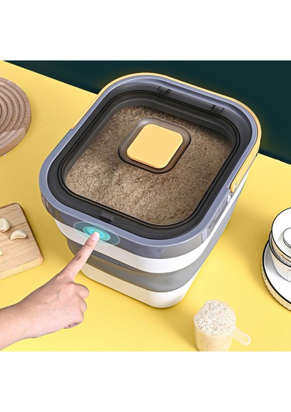 10KG Pirinç Kovası Katlanabilir Gıda Saklama Kabı Katlanır Mühürlü A (Yurt Dışından)