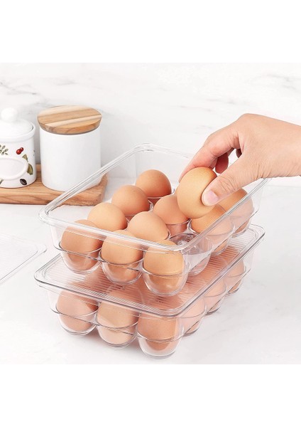 2'li Paket Buzdolabı Kutusu Yumurta Tutucu, Buzdolabı Için Kapaklı Yumurta Kabı (Yurt Dışından)