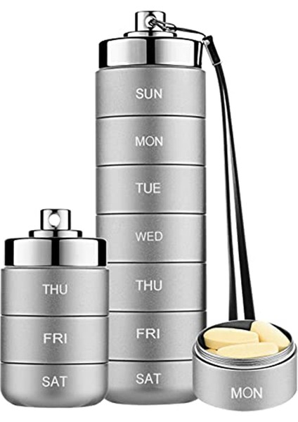 Metal Hap Organizatörü Haftalık, Istiflenebilir Su Geçirmez Seyahat Hap Kutusu, Gri (Yurt Dışından)