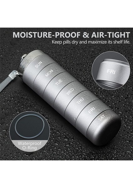 Metal Hap Organizatörü Haftalık, Istiflenebilir Su Geçirmez Seyahat Hap Kutusu, Gri (Yurt Dışından) fiyatları
