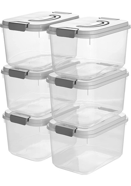 5,5 Quart Şeffaf Depolama Mandallı Kutu/kapaklı Kutu, 5 Litre, 6'lı Paket (Yurt Dışından)