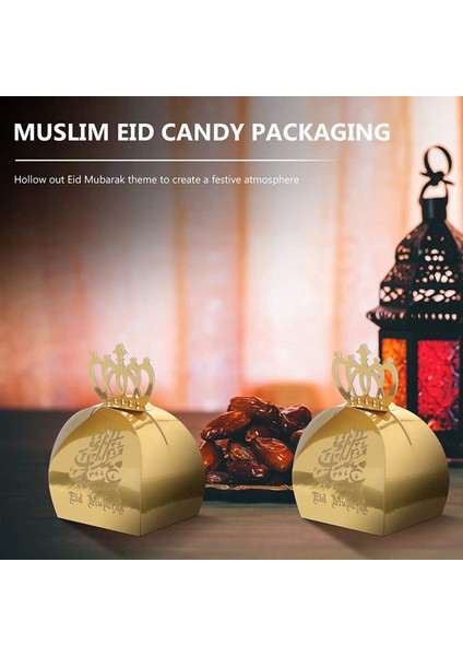 Müslüman Parti Için Taç Kağıtlı 50PCS Eid Mubarak Şeker Kutusu - Altın (Yurt Dışından)