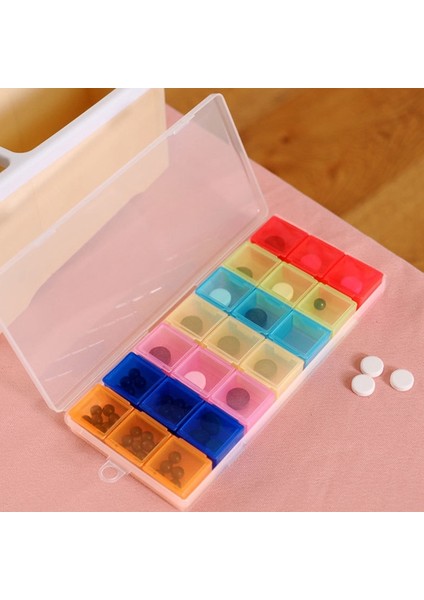 21 Bölmeli Şeffaf Renkli Plastik Kutu Hap Tepsisi Saklama Kutusu (Yurt Dışından) modelleri