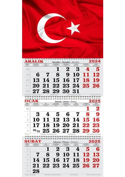 GENC DIJITAL BASKI  2025 Yılı Gemici Takvimi ---Türk Bayrağı