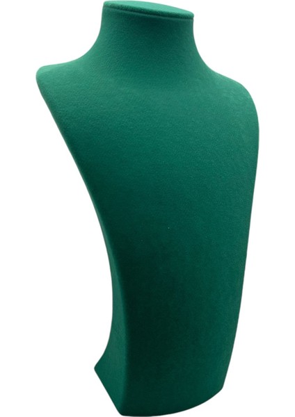 Yerli Üretim Süet Kumaş Elisia Manken Yeşil Renk 27/12 cm Kolye Gerdanlık Takı Sergileme Mankeni