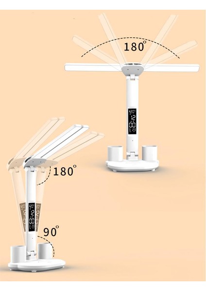Sge Teknoloji Çok Fonksiyonlu 3 Renk LED Işık Masa Lambası 3 Renk Masa Saati Kalemlik Termometre