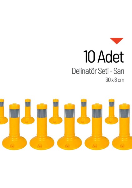 Delinatör 30 x 8 cm Sarı 10 Adet, Esnek Duba