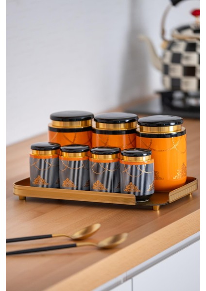 Pansy Posy 8 Parça Cam Tepsili Kavanoz Seti