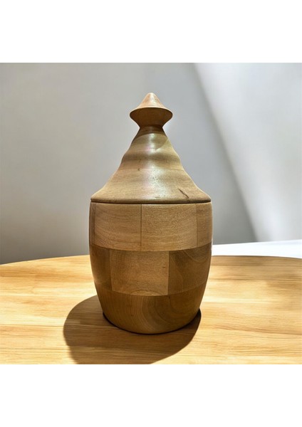 Ceviz Ağacından El Yapımı Ahşap Saklama Kabı