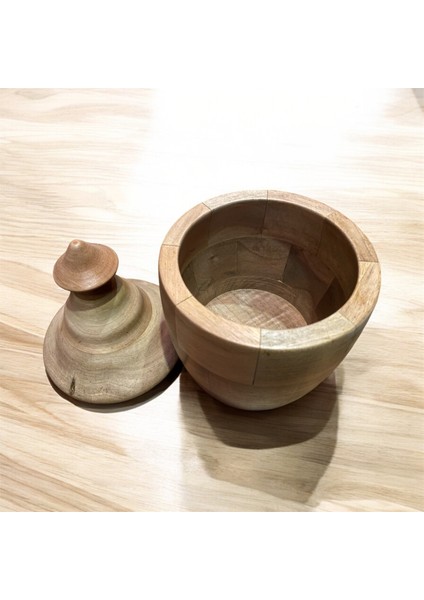 Ceviz Ağacından El Yapımı Ahşap Saklama Kabı fırsatları