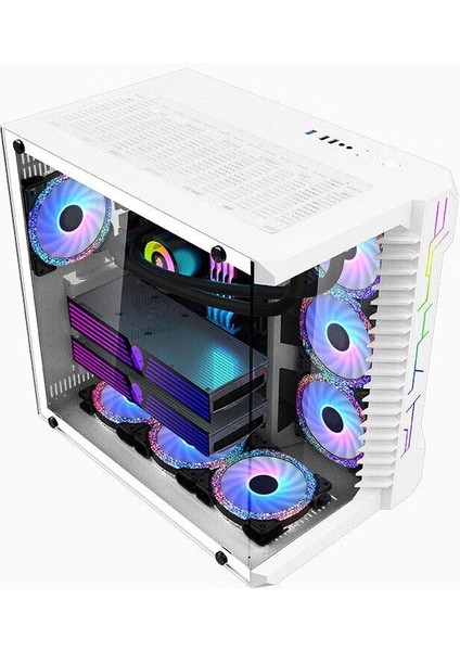 Luobin Iıı War Machine Midi Tower Atx Akvaryum 7x Argb Fan Uzaktan Kumanda Kontroller Beyaz Gaming Kasa ( Power Yok )