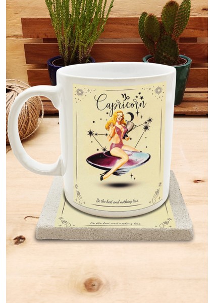 Burçlar / Oğlak Burcu Set 8 - Standart Kupa-Taş Bardak Altlığı 1