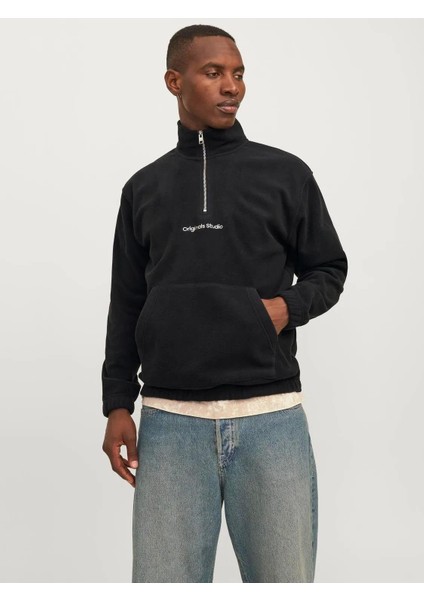 Jack Jones Jorvesterbro Fleece Quarter Zıp Noos Erkek Siyah Sweatshirt 12262981-02
