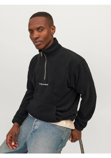 Jack Jones Jorvesterbro Fleece Quarter Zıp Noos Erkek Siyah Sweatshirt 12262981-02 modelleri