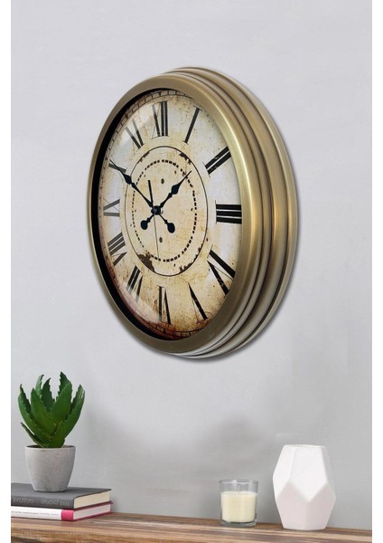 Hediyelik Duvar Saati 40 cm Metal Eskitme Renk Class Modeli