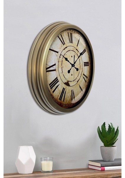 Hediyelik Duvar Saati 40 cm Metal Eskitme Renk Class Modeli
