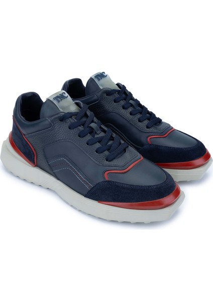 Erkek Deri Lacivert Sneakers & Spor Ayakkabı 698 1060-3 Erk Ayk SK23/24 Lacı/bordo