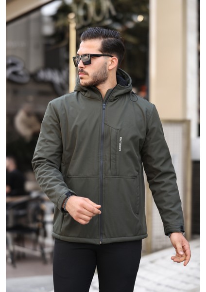 Su ve Rüzgar Geçirmez Kürklü Softshell Erkek Mont