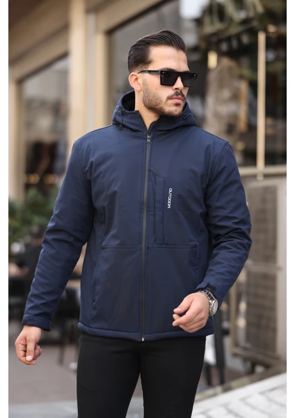 Su ve Rüzgar Geçirmez Kürklü Softshell Erkek Mont