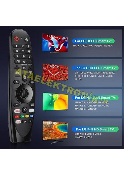 Ata Elektronik Lg Smart Tv Netflıx*amazon Tuşlu Ses Komutlu AİR MOUSE Unıversal Sihirli Kumanda MR300-400-500-600-650-18-19-20