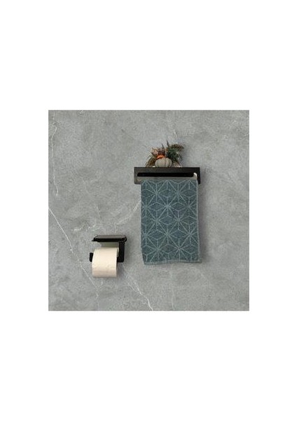 Raflı Banyo Havlu ve Tuvalet Kağıdı Askılığı Seti