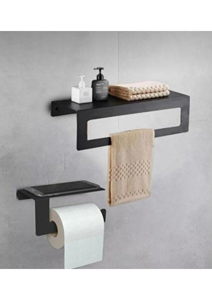 Raflı Banyo Havlu ve Tuvalet Kağıdı Askılığı Seti fırsatları